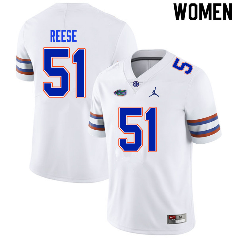 Women #51 Stewart Reese Florida Gators College Football Jerseys Sale-White - Click Image to Close